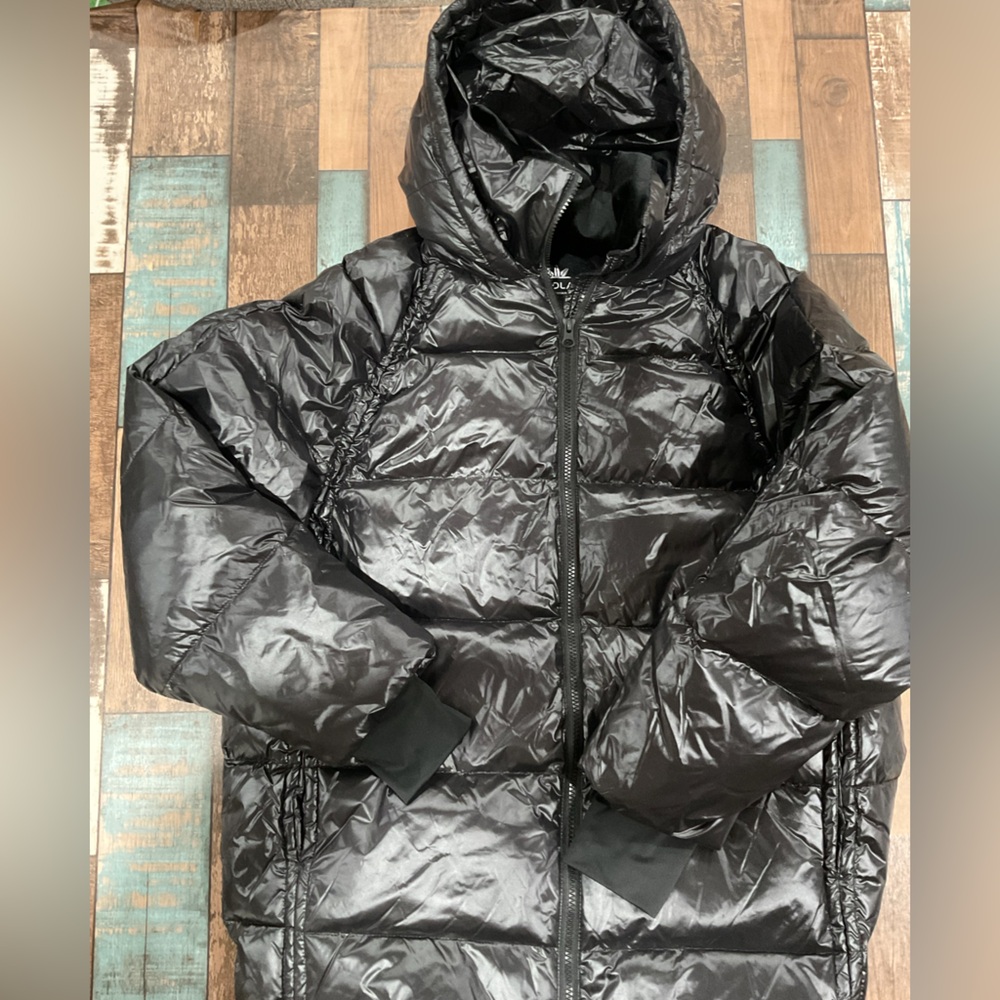 Orolay shiny black puffer jacket duck down coat nwt large hooded